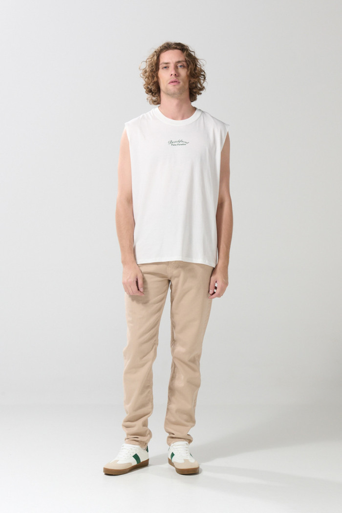 Camiseta manga sisa unicolor oversize con arte de playa