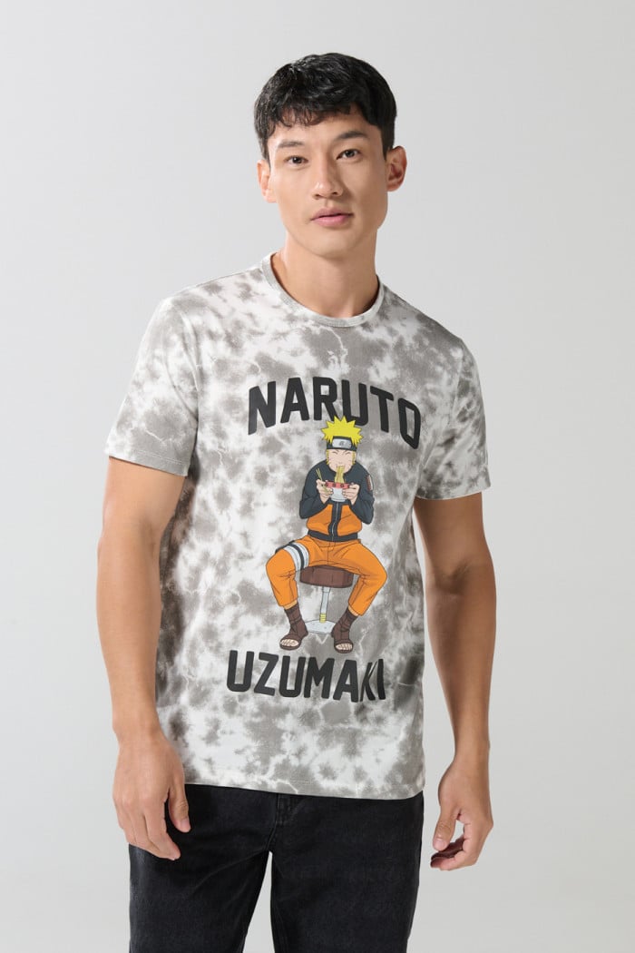 Camiseta manga corta crema tie dye de Naruto