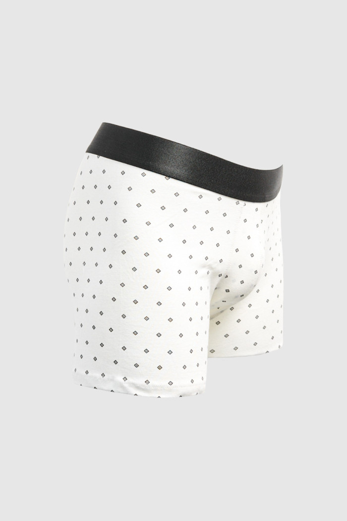 Bóxer crema brief-medio con diseños de rombos