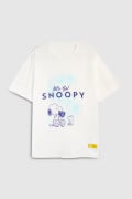 Camiseta crema clara en algodón manga corta de Snoopy
