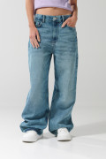 Jean baggy bota ancha azul claro con tiro medio y desgastes