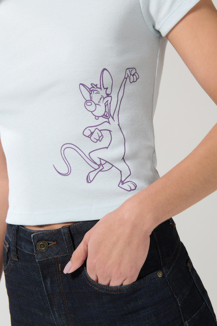 Camiseta manga corta azul clara con arte de Pinky y Cerebro