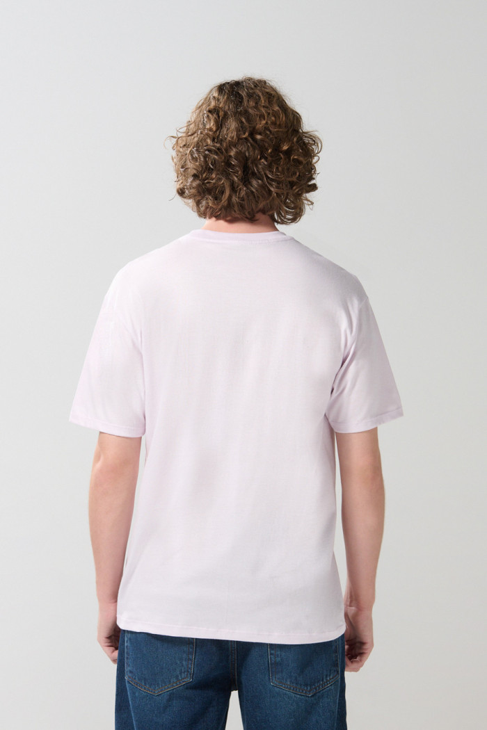 Camiseta lila clara en algodón con manga corta