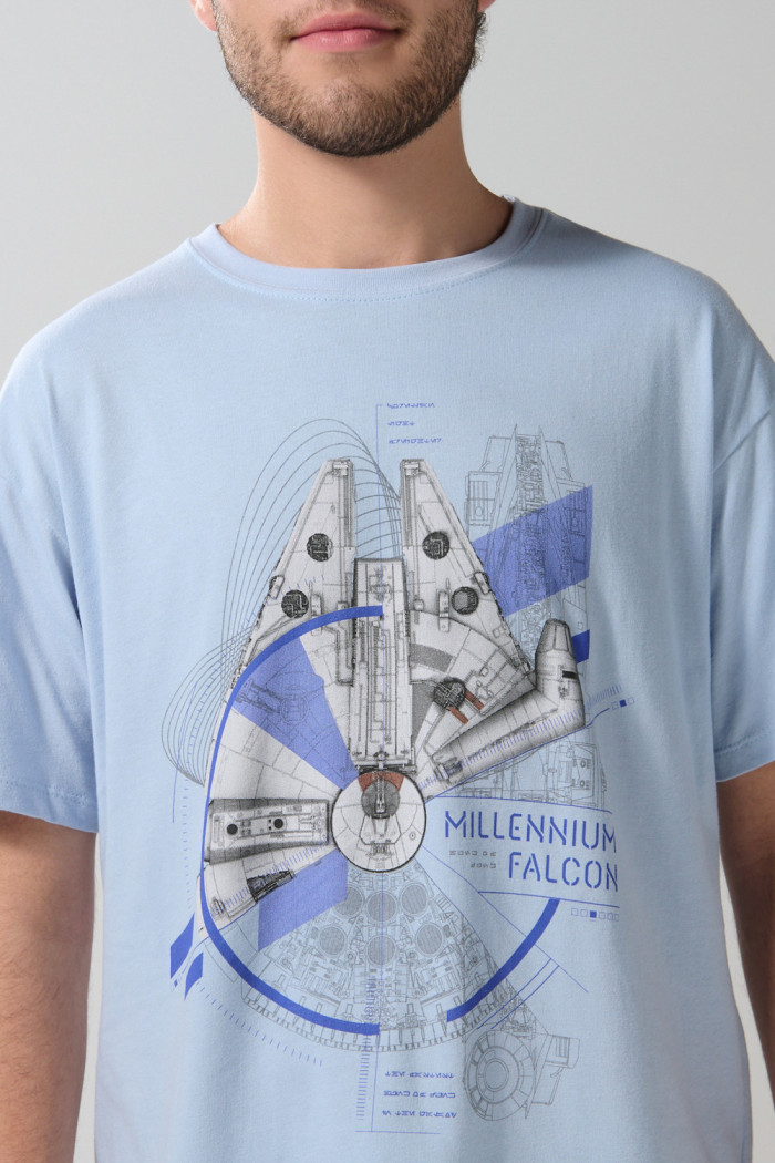 Camiseta azul clara cuello redondo con arte de Star Wars
