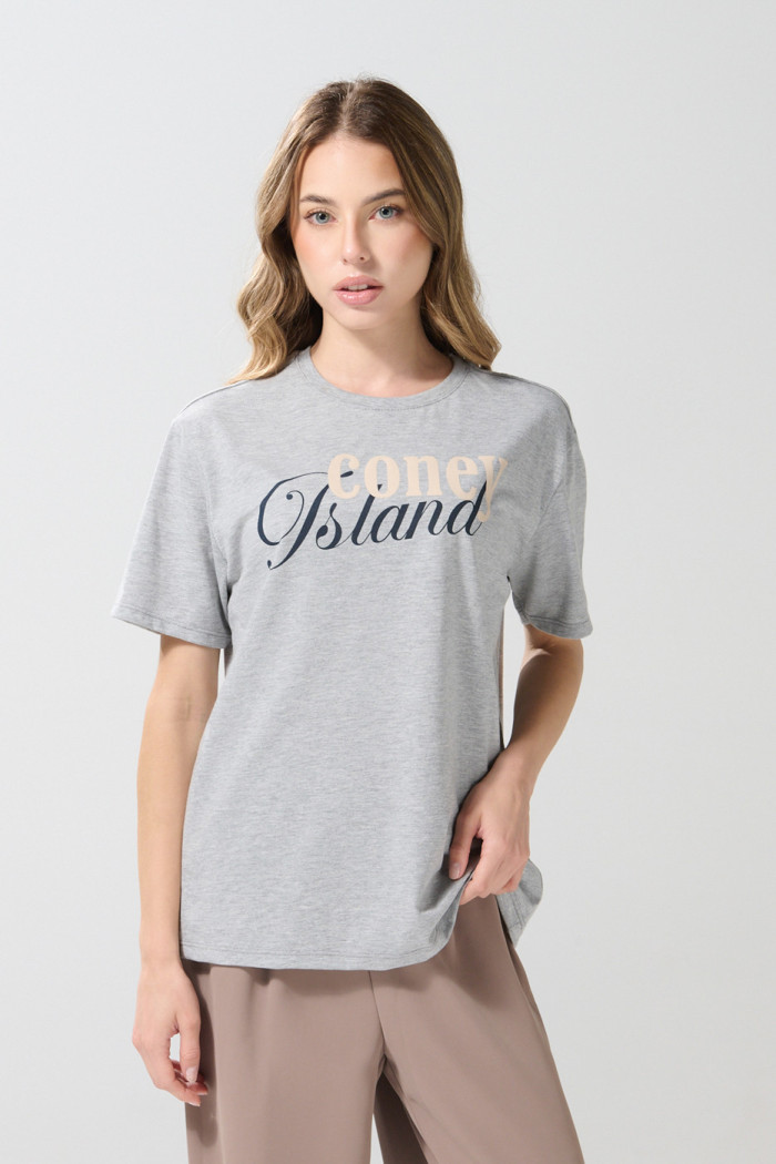 Camiseta en algodón gris manga corta con arte college