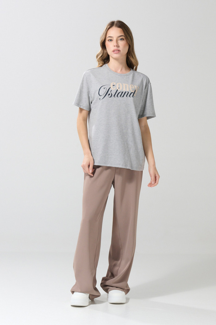 Camiseta en algodón gris manga corta con arte college