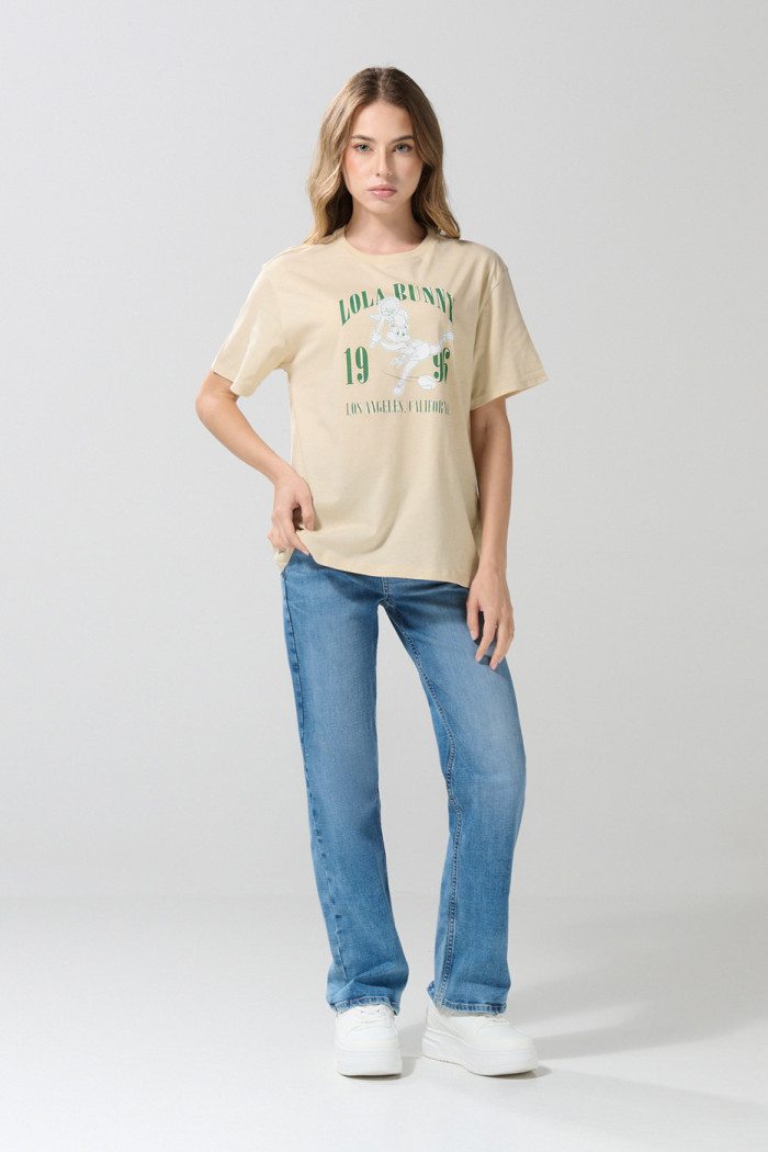 Camiseta kaki en algodón de Looney Tunes con manga corta