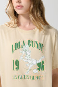 Camiseta kaki en algodón de Looney Tunes con manga corta