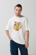 Camiseta manga corta crema con arte de Animaniacs