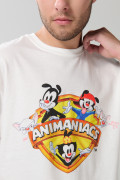 Camiseta manga corta crema con arte de Animaniacs