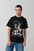 Camiseta negra de Looney Tunes en algodón manga corta
