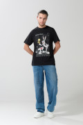Camiseta negra de Looney Tunes en algodón manga corta
