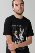 Camiseta negra de Looney Tunes en algodón manga corta
