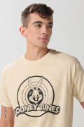 Camiseta de Looney Tunes kaki con cuello redondo
