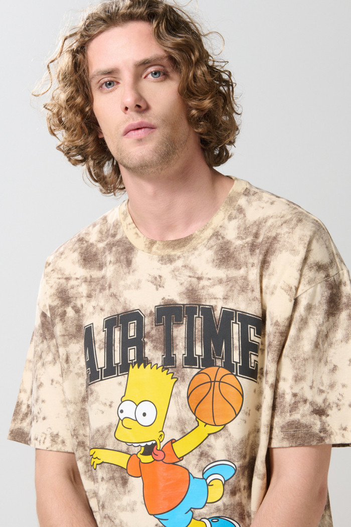 Camiseta manga corta oversize kaki tie dye de Los Simpson