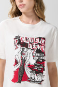 Camiseta manga corta crema con diseño de Cruella de Vil