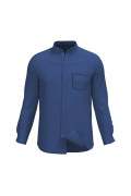 Camisa cuello button down unicolor en algodón con bolsillo