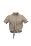 Blusa unicolor con nudo delantero y manga corta