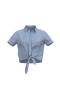 Blusa unicolor con nudo delantero y manga corta