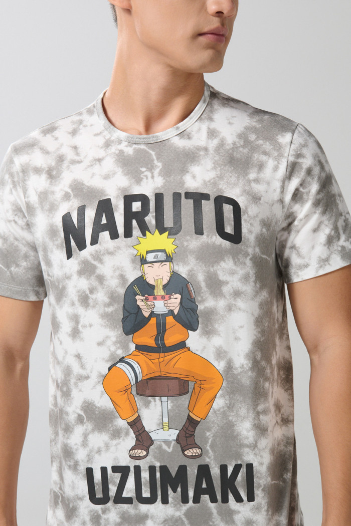 Camiseta manga corta crema tie dye de Naruto