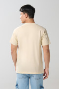 Camiseta kaki clara college con cuello redondo en algodón