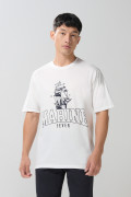 Camiseta cuello redondo crema con diseño marino
