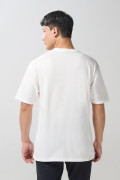 Camiseta cuello redondo crema con diseño marino