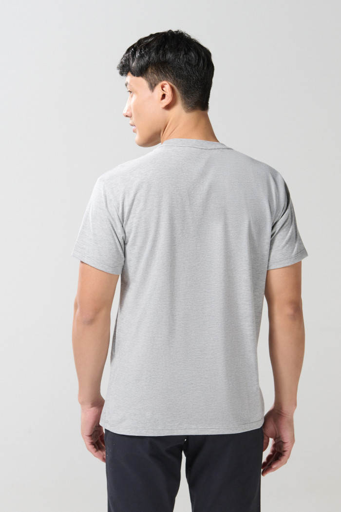 Camiseta gris en algodón cuello redondo con arte college