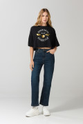 Camiseta negra oversize crop top con arte de Harry Potter