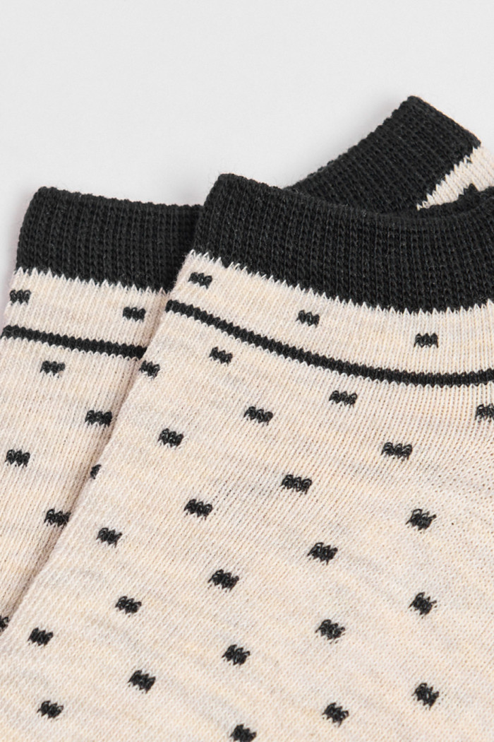 Medias tobilleras kakis con contrastes y puntos