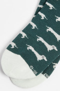 Medias verdes oscuras tobilleras con diseños de perritos