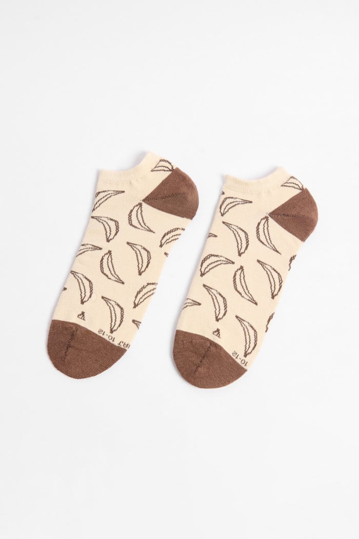 Medias tobilleras kakis con diseños de bananas