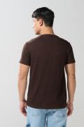 Camiseta en algodón unicolor ajustada con cuello redondo