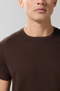 Camiseta en algodón unicolor ajustada con cuello redondo