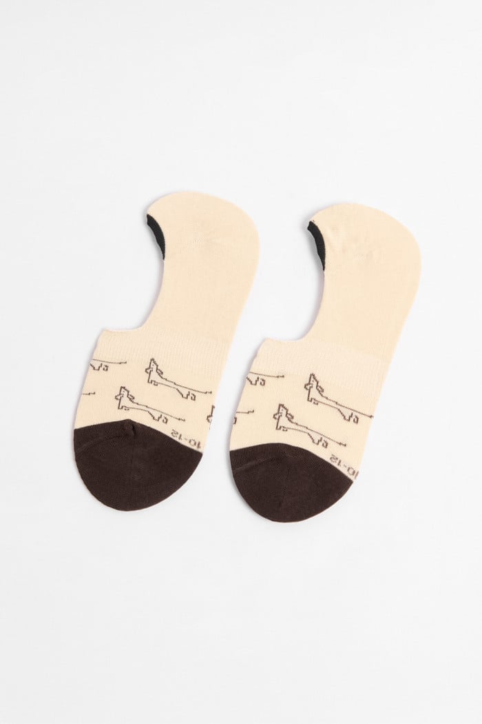 Medias baletas kakis con diseño de perritos
