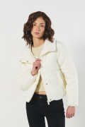 Chaqueta unicolor cuello alto acolchada con cremallera
