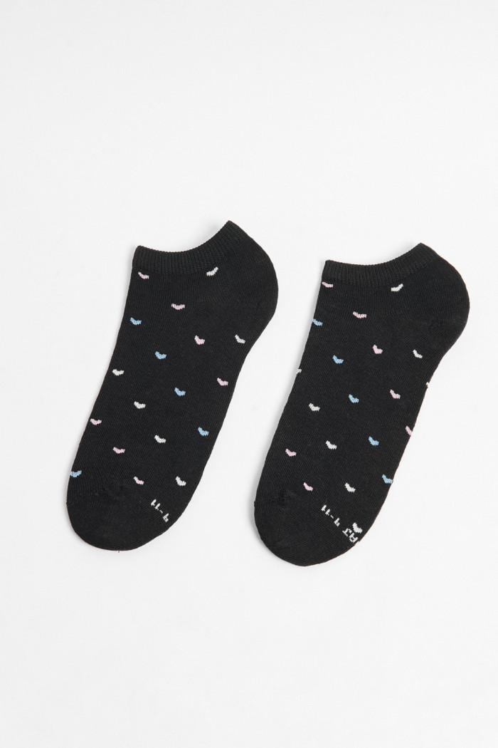 Medias azules intensas tobilleras con diseños de corazones