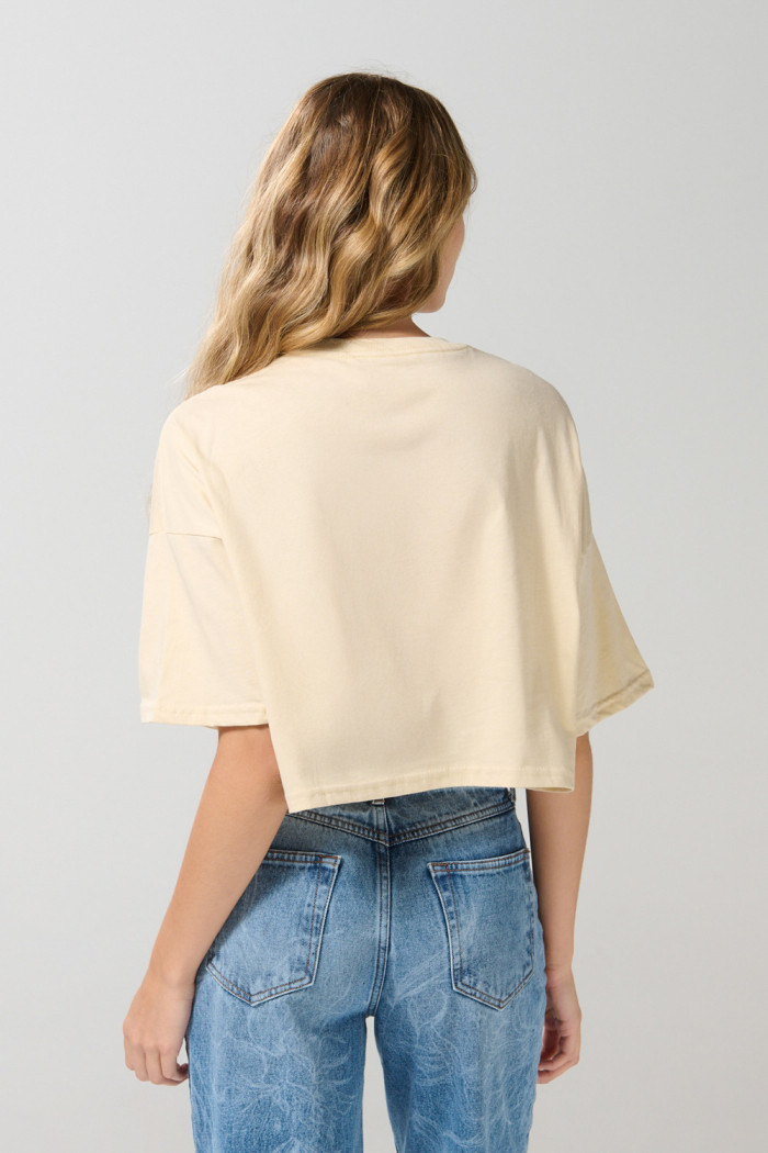 Camiseta de Mafalda oversize kaki crop top