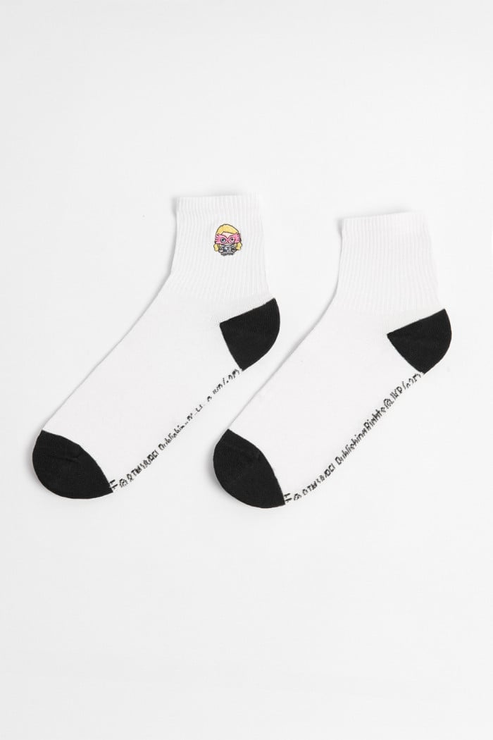 Medias unicolores cortas con bordado de Harry Potter