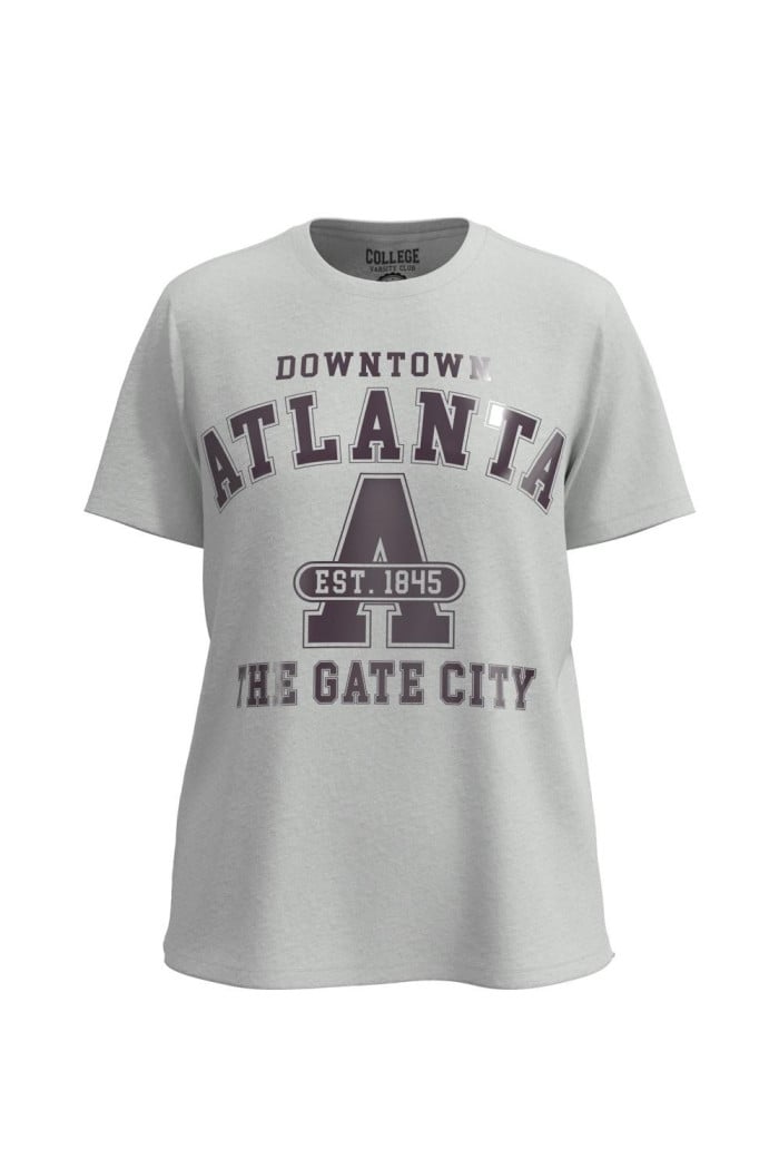Camiseta unicolor con arte college de Atlanta y manga corta