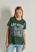 Camiseta manga corta unicolor con texto college de Las Vegas