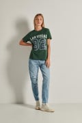 Camiseta manga corta unicolor con texto college de Las Vegas
