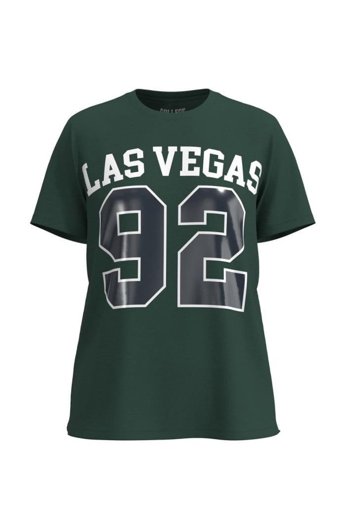 Camiseta manga corta unicolor con texto college de Las Vegas