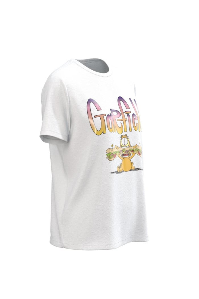 Camiseta unicolor con cuello redondo y diseño de Garfield