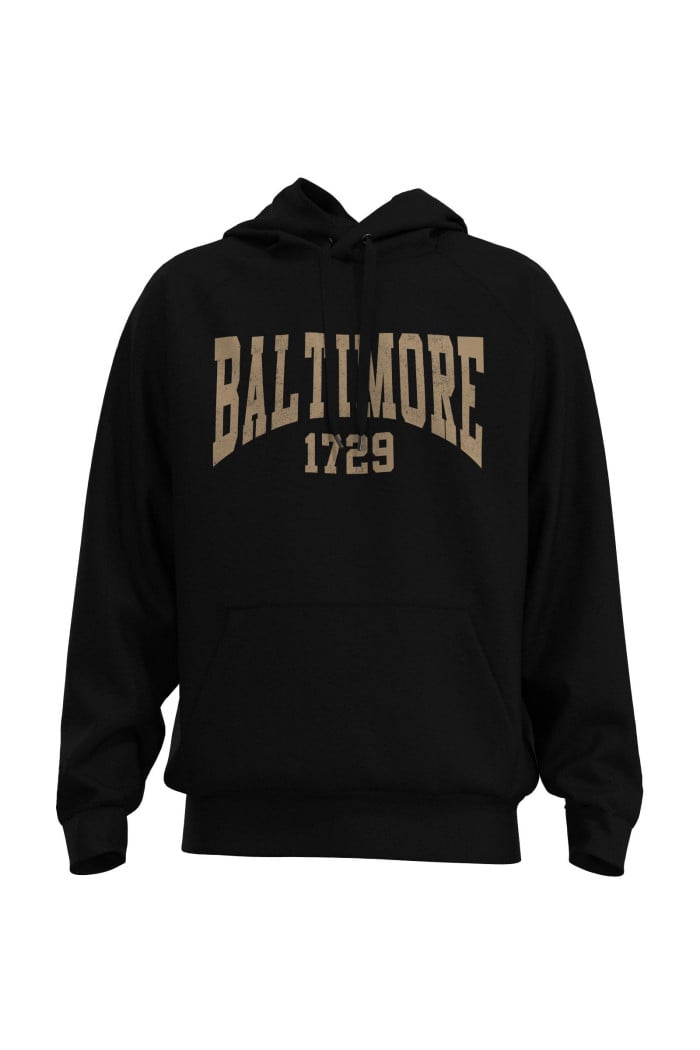 Buzo unicolor con diseño college de Baltimore y capota