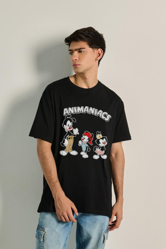 Camiseta oversize unicolor con arte de Animaniacs