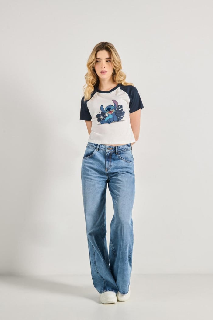 Camiseta ranglan manga corta de Stitch