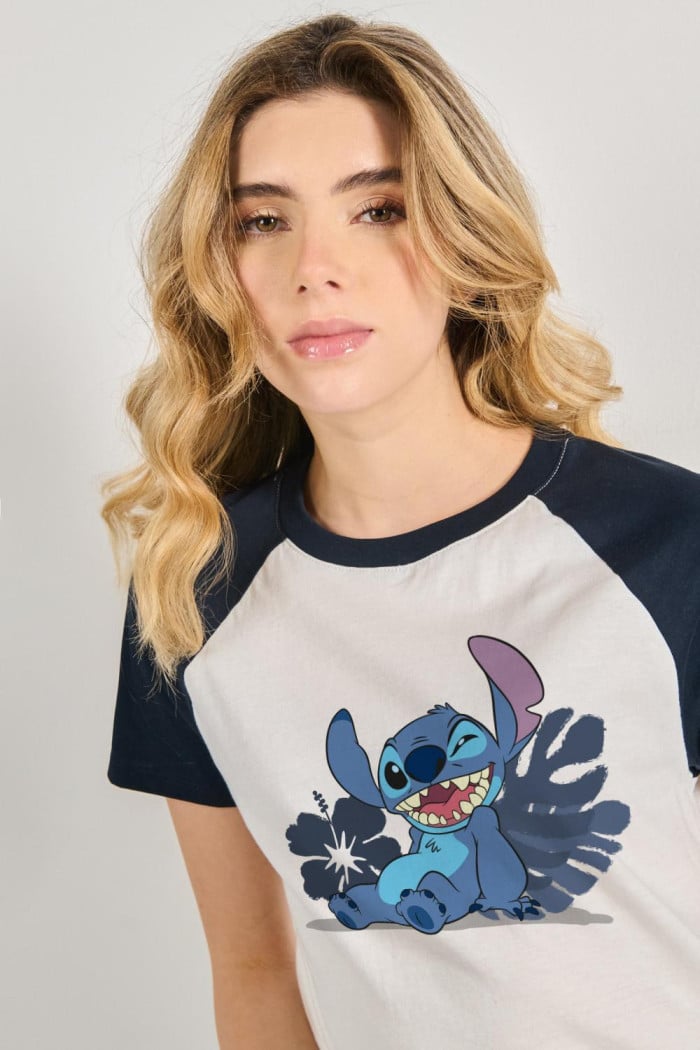 Camiseta ranglan manga corta de Stitch