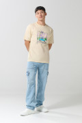 Camiseta manga corta unicolor con diseño de playa