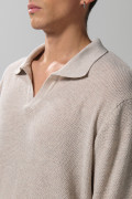 Suéter unicolor ajustado tejido con cuello polo